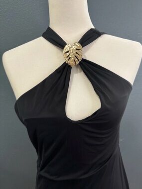 NWT Red Carter Black Dress with Gold Leaf Accent